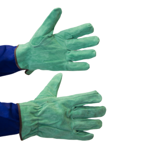 Green suede leather glove image